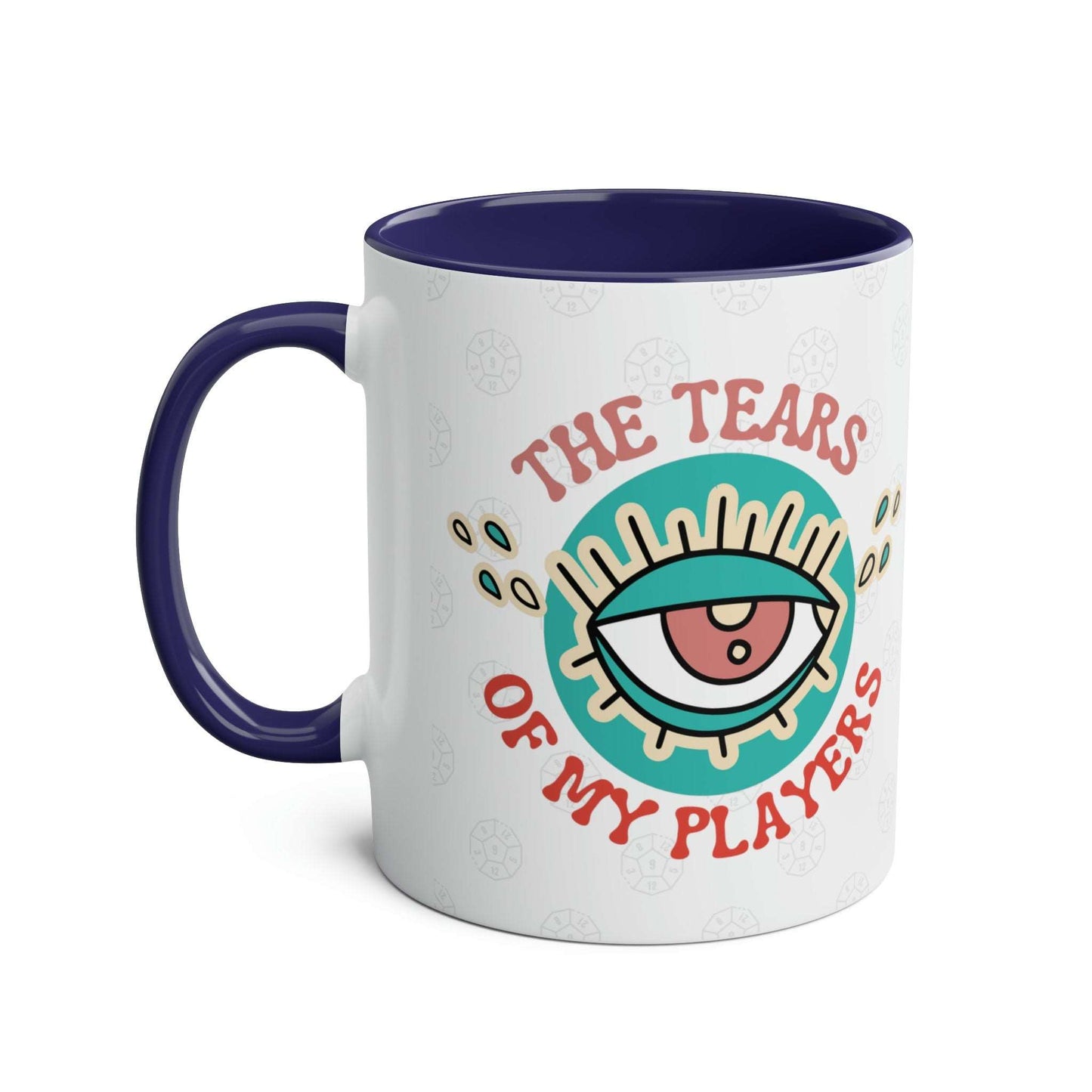 Dnd Mug Gift For Dm, the Tears of My Players Two Tone Cup with Polyhedral Dice Detail Great For Dungeons Dragons, Vox, Nein HP Lovecraft