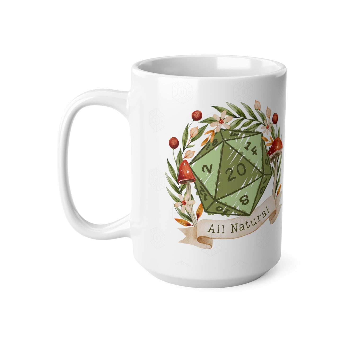 Dnd Nat 20 Druid Mushroom Mug Cup Critical Hit D20 Dice. Video Game Inspired Gift Idea