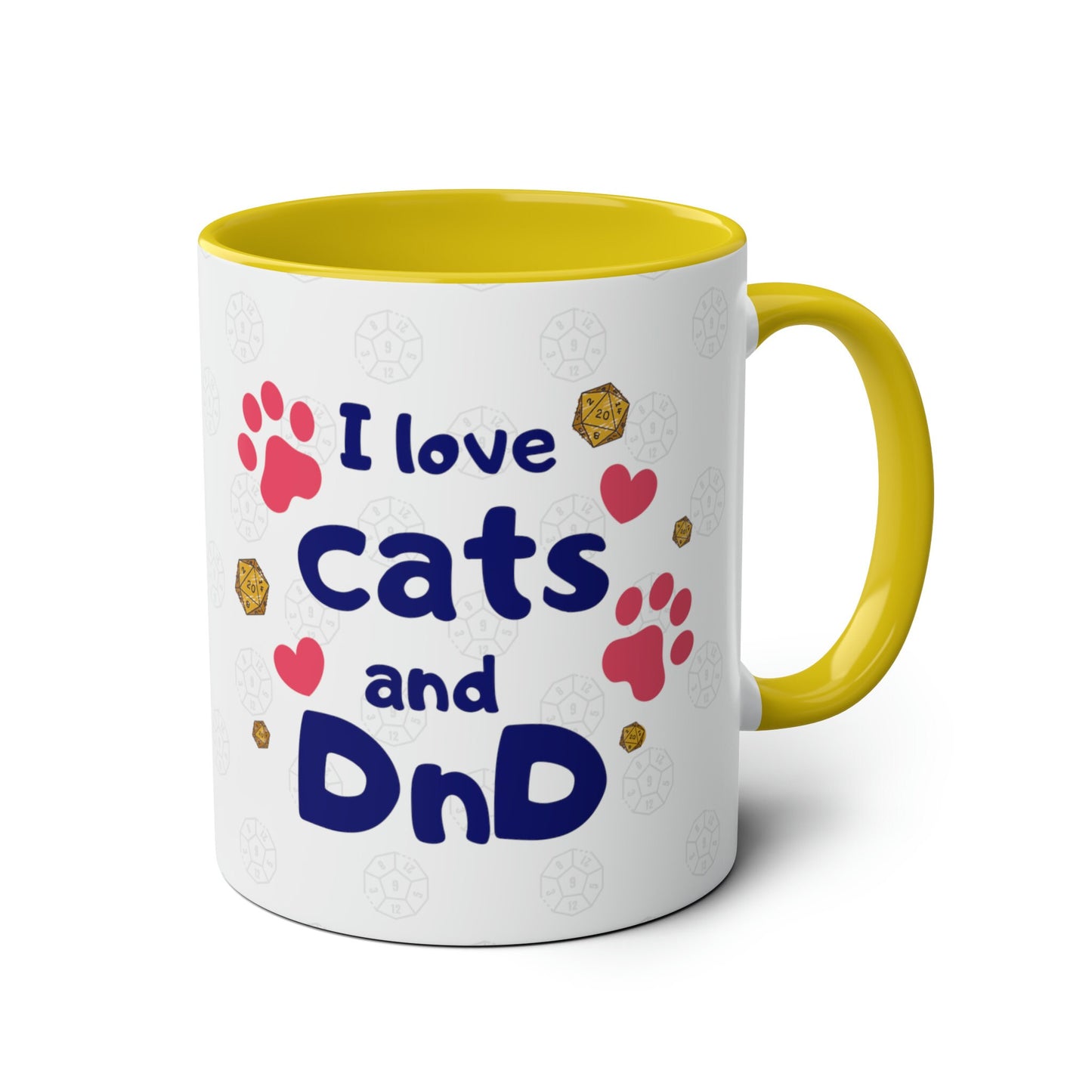 I Love Cats and DnD Mug Gift Idea for Dungeon Dragons Players and Game Masters, BG3 Fans RPG gamers