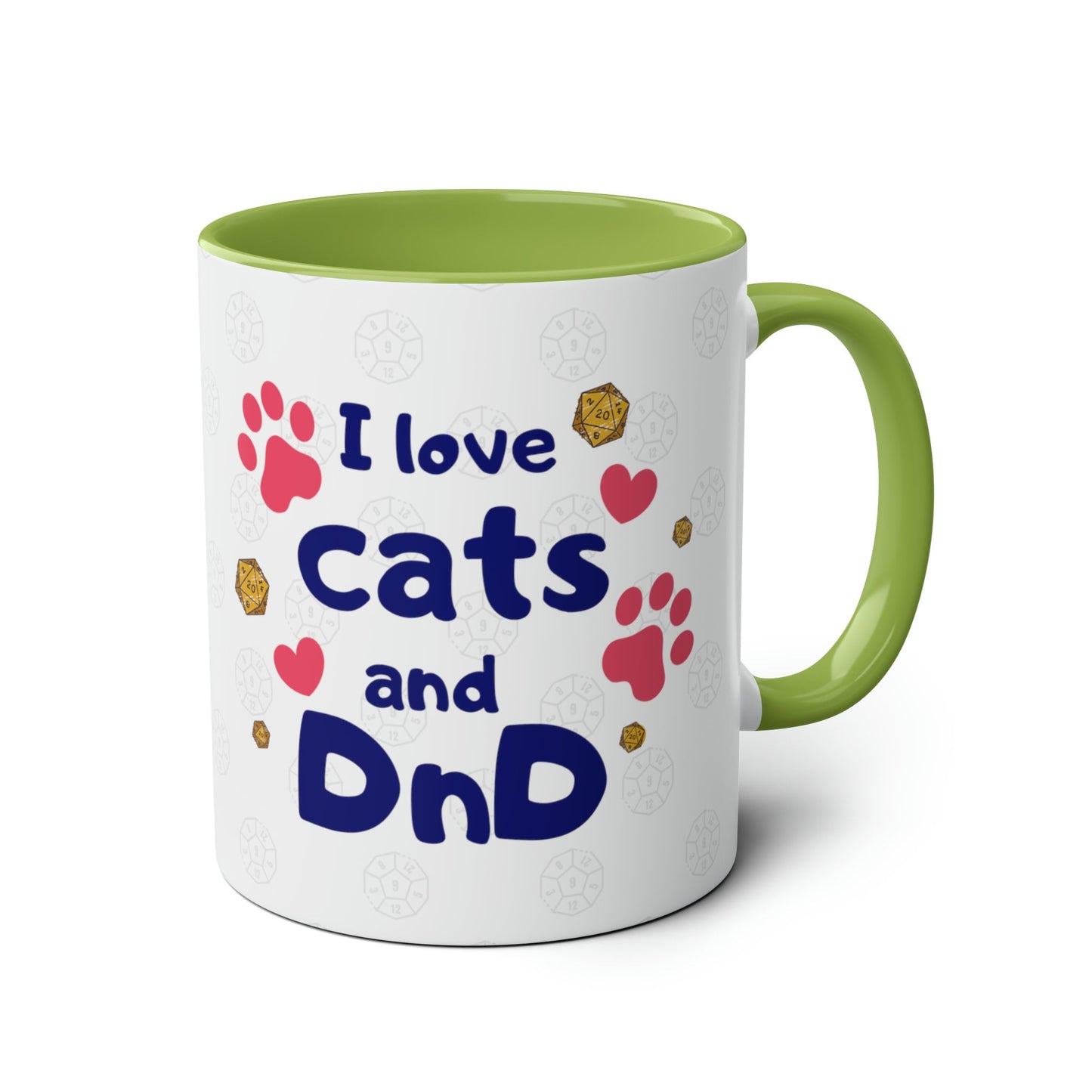 I Love Cats and DnD Mug Gift Idea for Dungeon Dragons Players and Game Masters, BG3 Fans RPG gamers