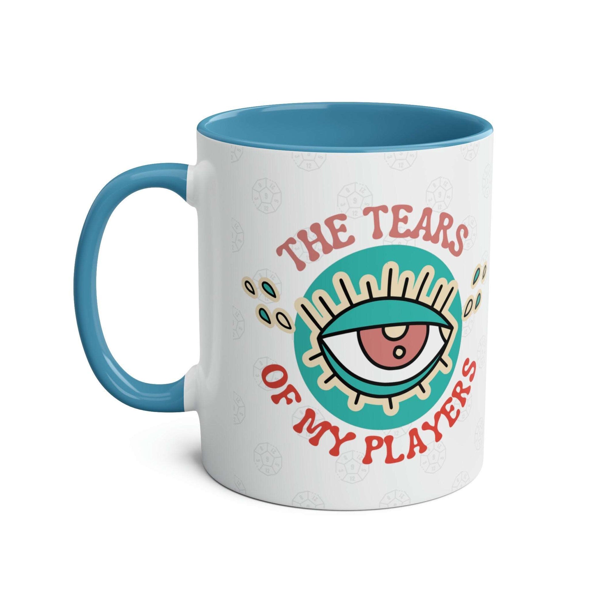 Dnd Mug Gift For Dm, the Tears of My Players Two Tone Cup with Polyhedral Dice Detail Great For Dungeons Dragons, Vox, Nein HP Lovecraft