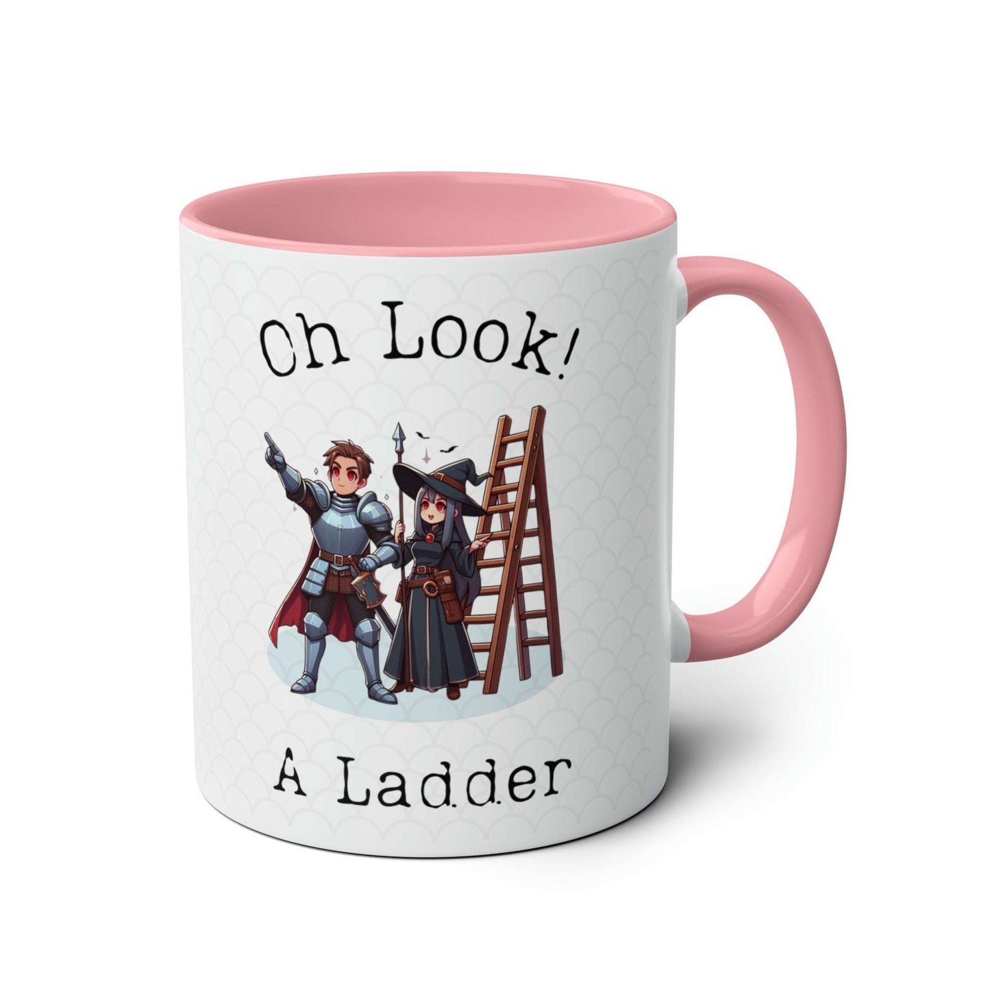 Dragons Ladder Meme Funny Mug Gift Idea for High Fantasy Gamers, and Dogma Fans. 'Pawns and Ladders' with Red Eye Plague