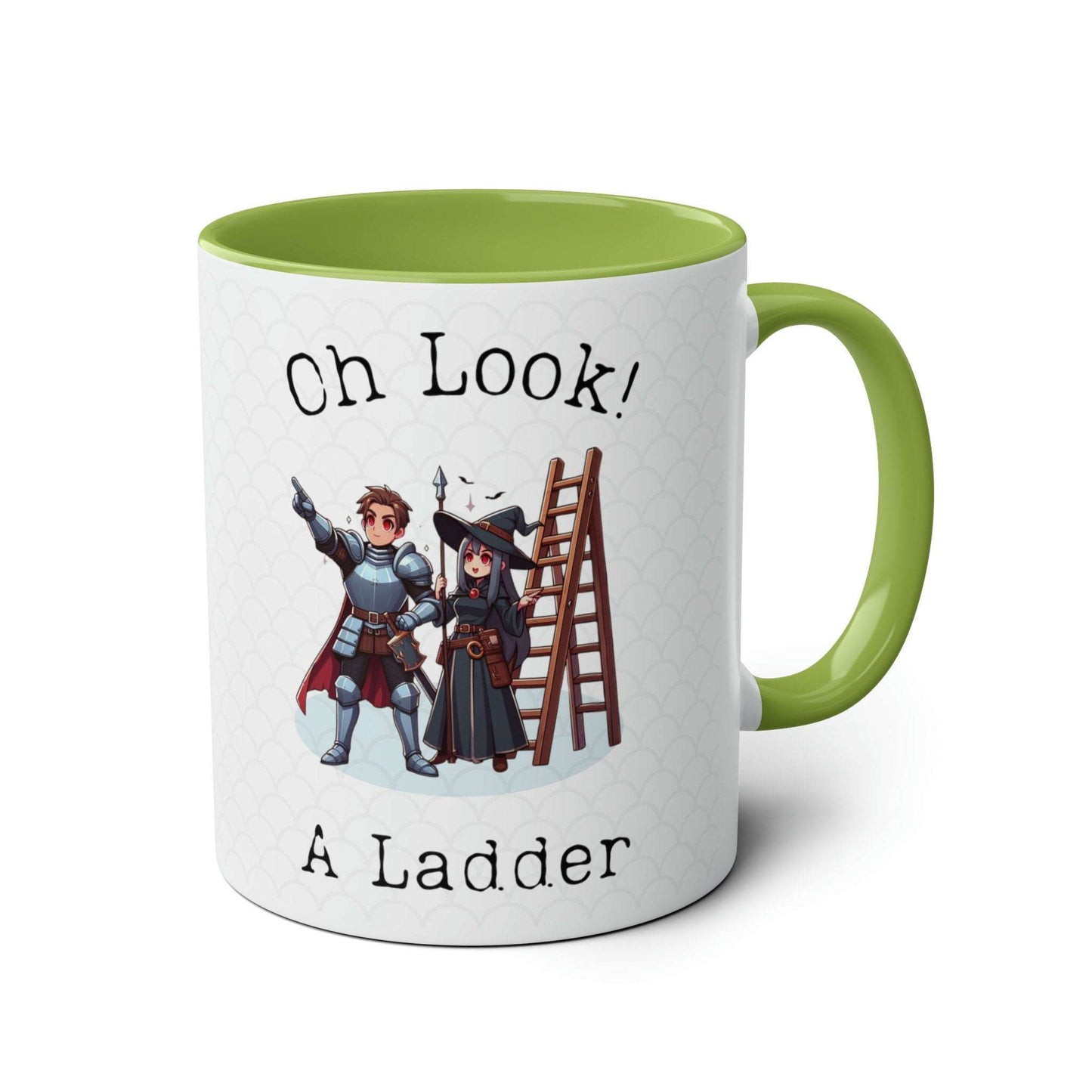 Dragons Ladder Meme Funny Mug Gift Idea for High Fantasy Gamers, and Dogma Fans. 'Pawns and Ladders' with Red Eye Plague