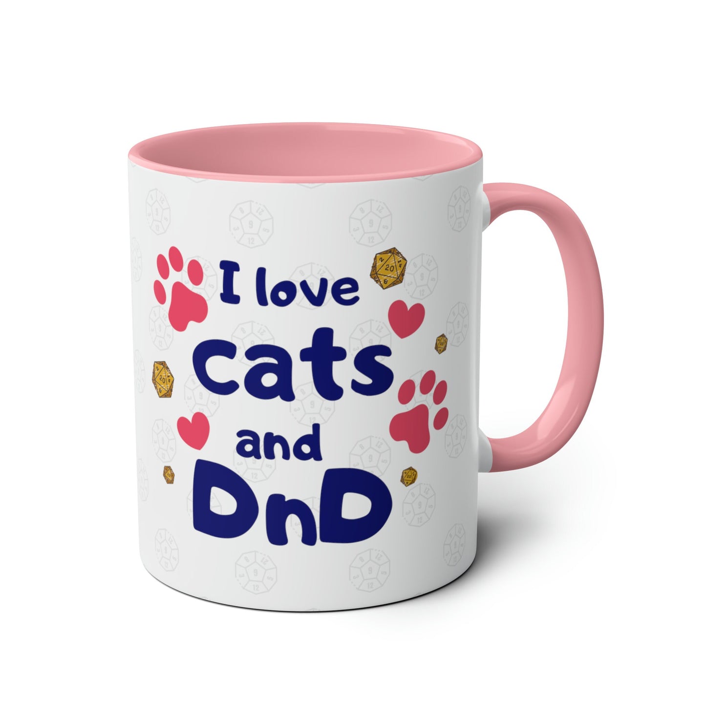 I Love Cats and DnD Mug Gift Idea for Dungeon Dragons Players and Game Masters, BG3 Fans RPG gamers