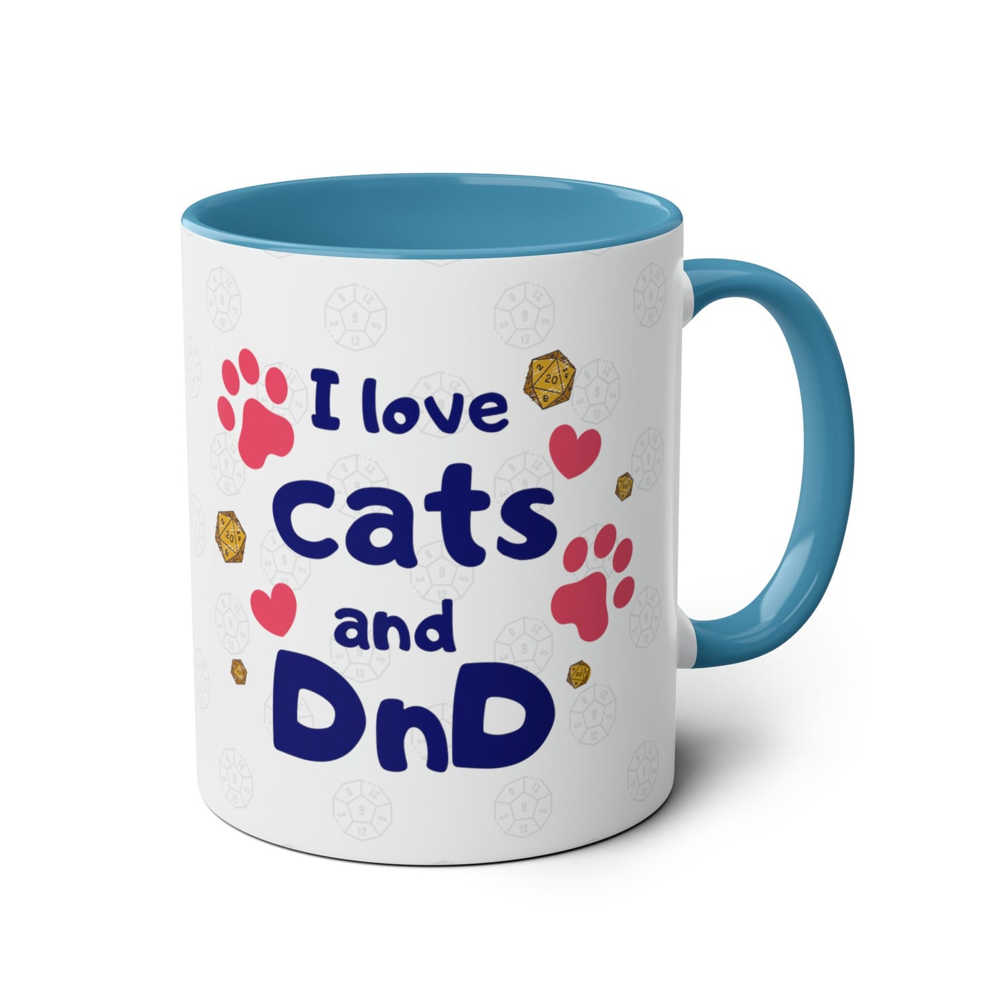 I Love Cats and DnD Mug Gift Idea for Dungeon Dragons Players and Game Masters, BG3 Fans RPG gamers