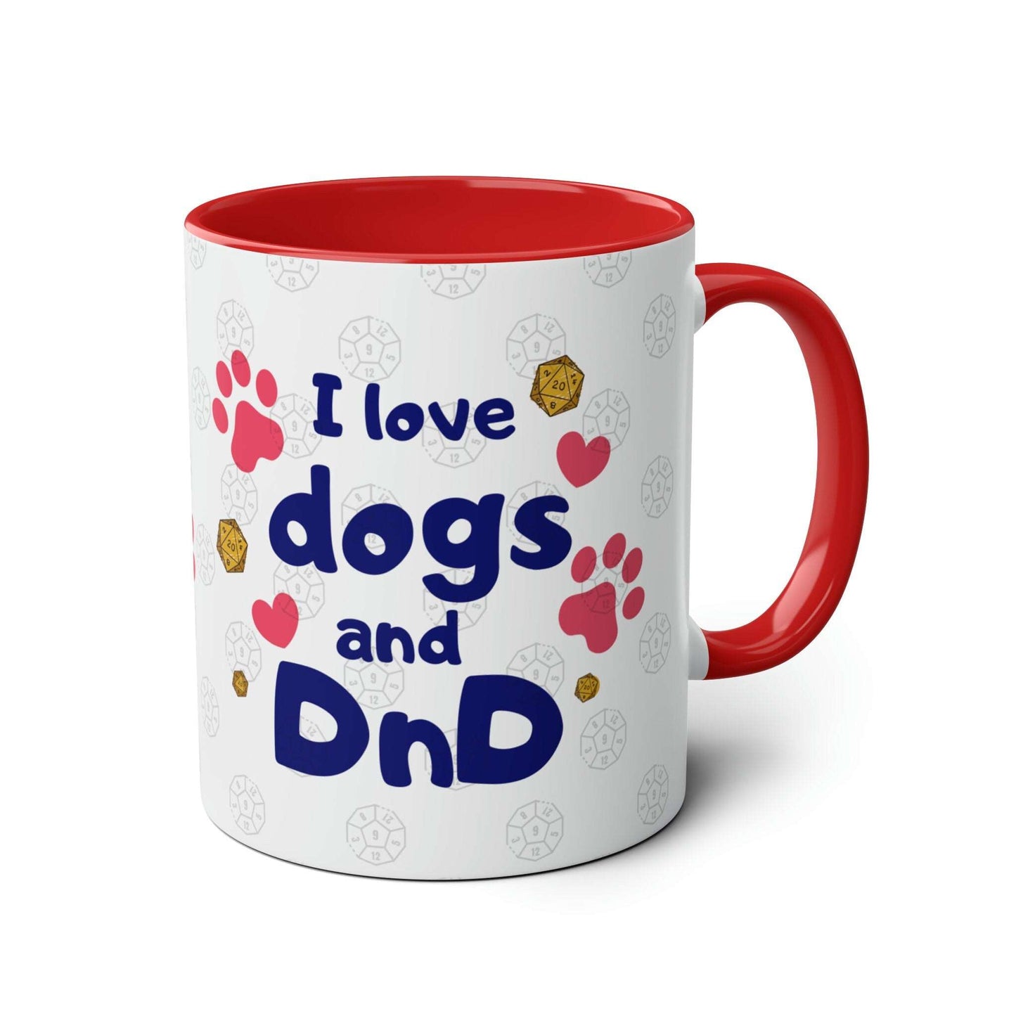 Copy of I Love Dogs and DnD Mug Gift Idea for Dungeon Dragons Players and Game Masters, BG3 Fans RPG gamers