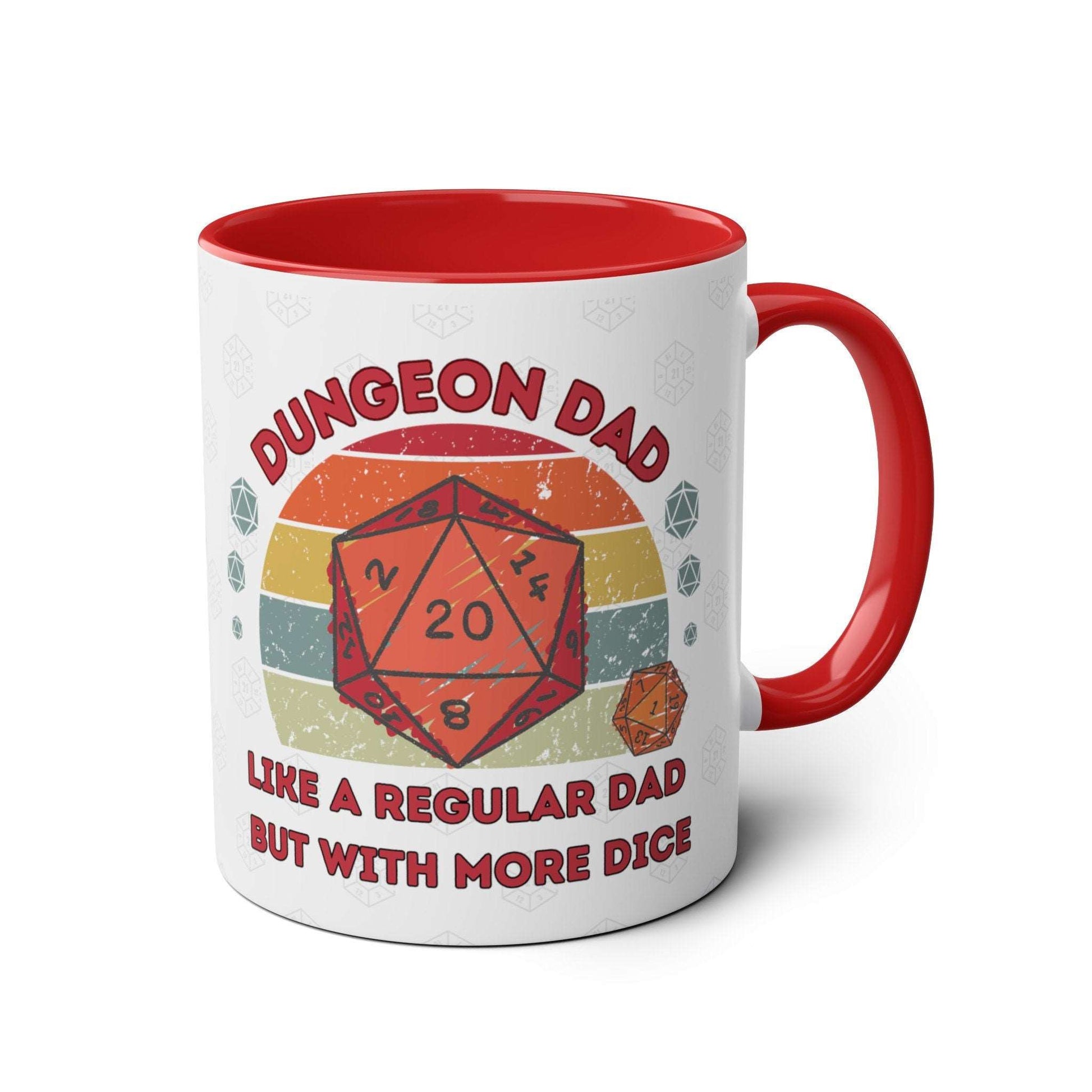 Dnd Mug Dungeon Dad, Like a regular Dad but with More Dice Gift Idea for Dm, Dungeons and Dragons Players