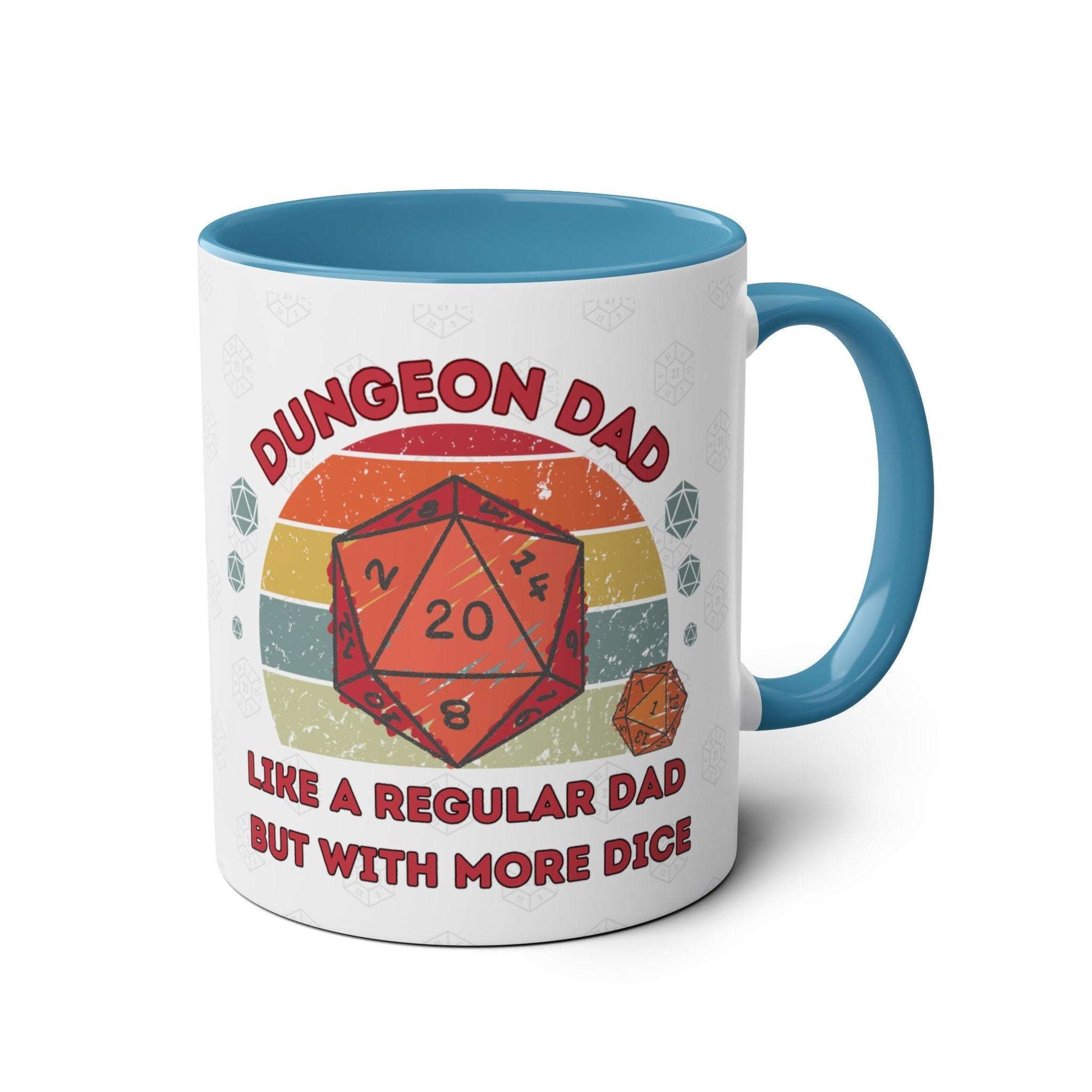 Dnd Mug Dungeon Dad, Like a regular Dad but with More Dice Gift Idea for Dm, Dungeons and Dragons Players