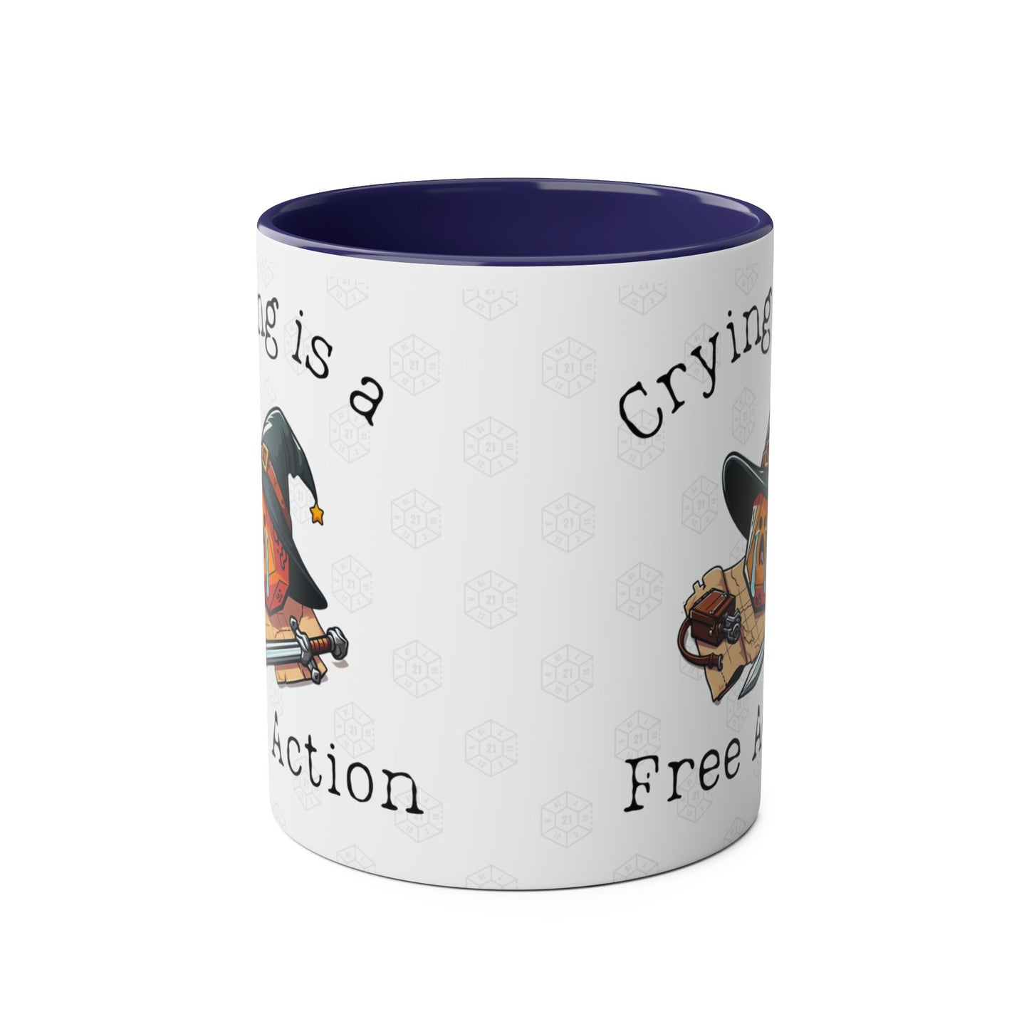 DnD D20 Dice Crying is a Free Action Mug