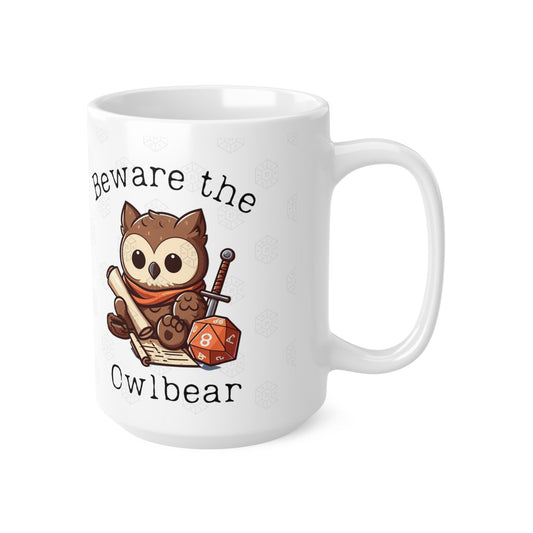 Grande tasse de dés Beware the Owlbear BG3 DnD pour les fans de Baldur Gate 3, Dungeon Masters, Scratch, Baby Owlbear Cub Companion ou Astarion